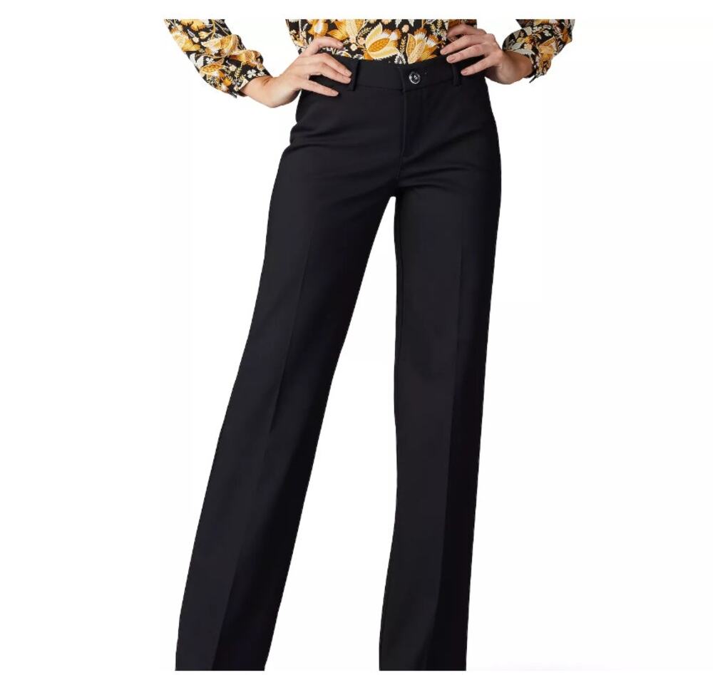 NWT Lee Plus 30 Petite Regular Fit Mid-Rise Flex-Motion Trouser Pants Black